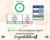South Dakota CSW-PIP, Clinical Hours Tracker, Supervision Log for Master Social Worker - Student or MSW Graduation Gift