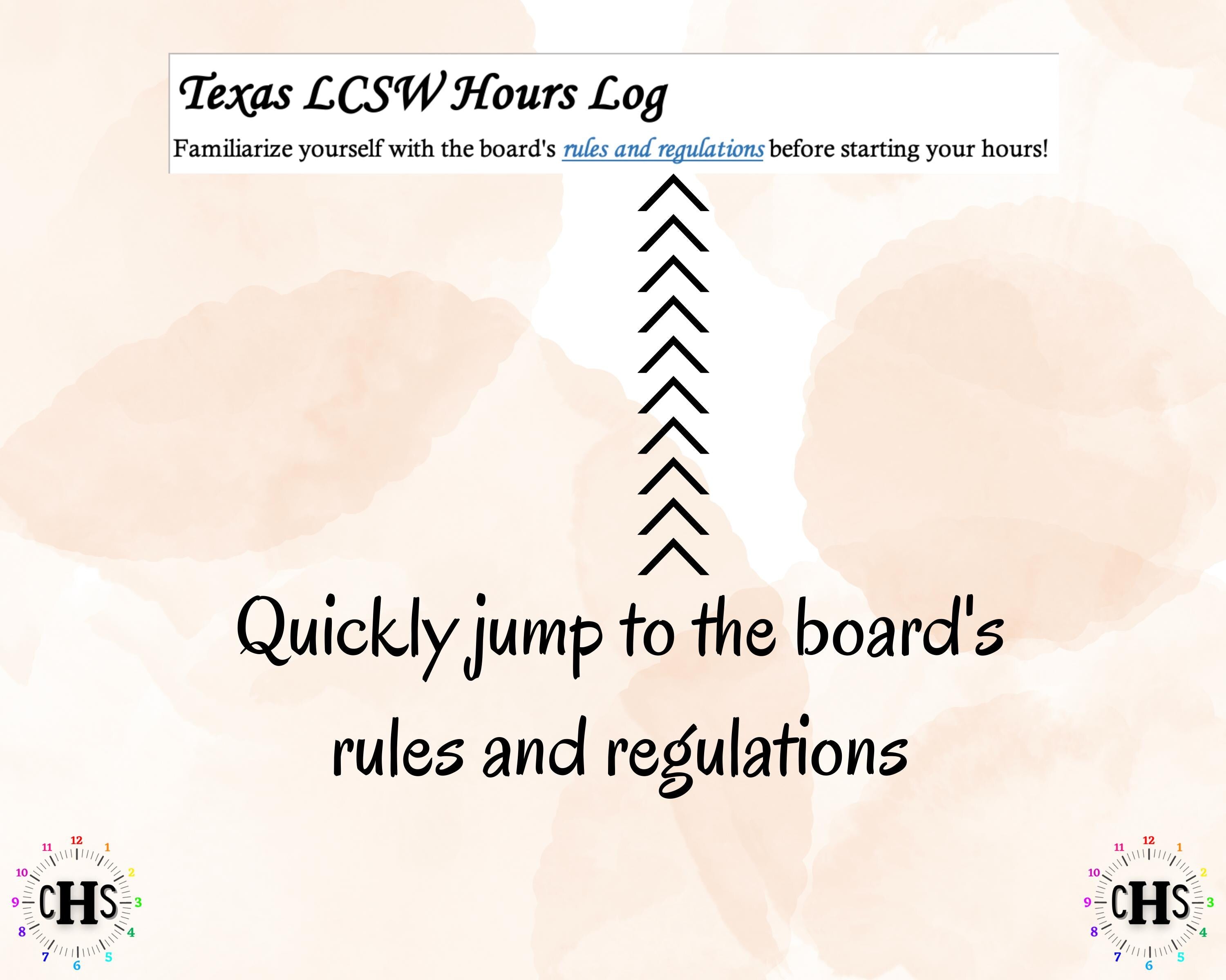 Texas, LCSW Hours Tracker, Clinical Supervision Log for Master Social Worker - MSW Student or MSW Graduation Gift