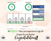 Virginia, LCSW Hours Tracker, Clinical Supervision Log for Master Social Worker - MSW Student or MSW Graduation Gift