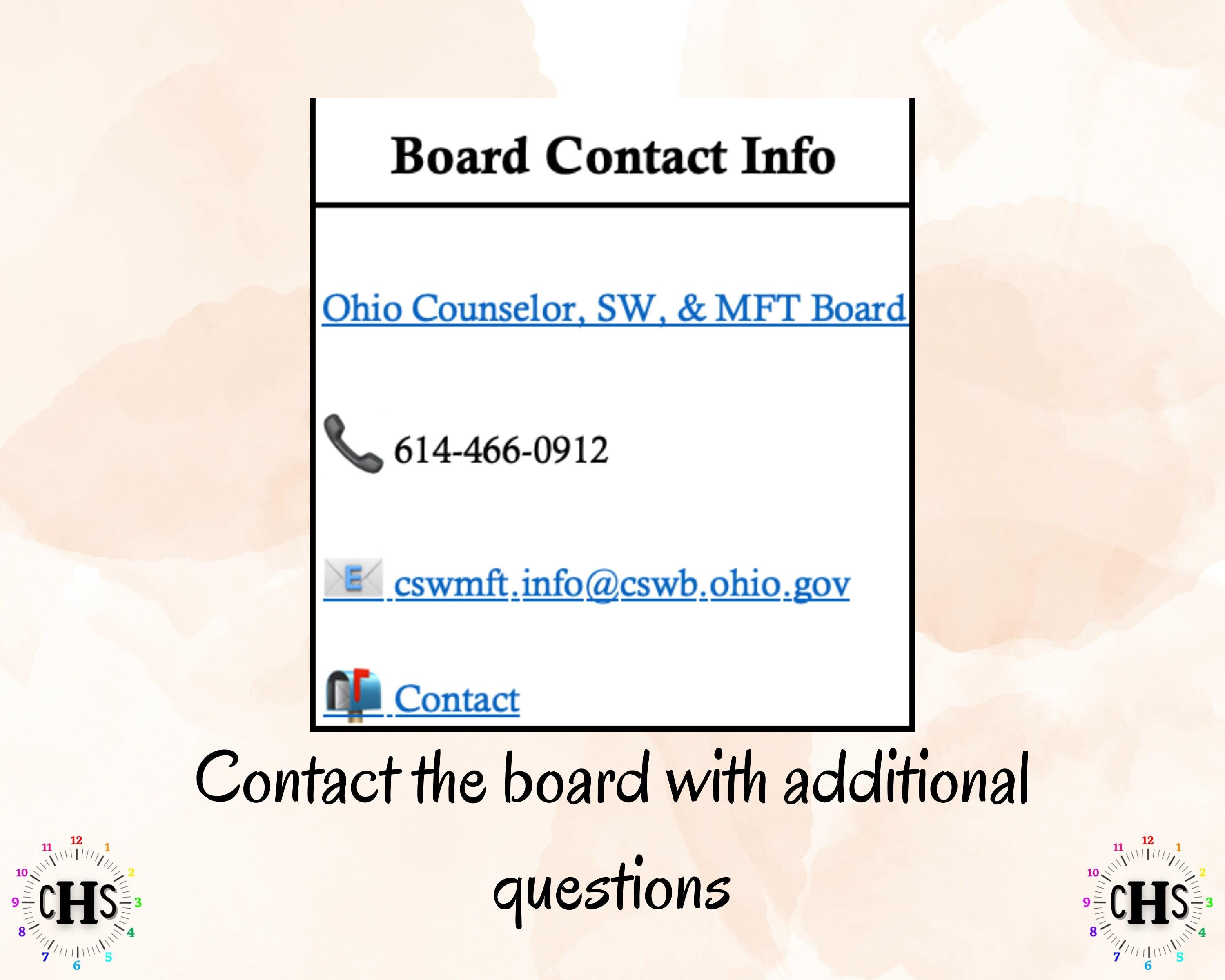 Ohio IMFT, Clinical Hours Tracker, Supervision Log for Marriage and Family Therapist Intern - Therapy Graduation Gift