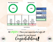 Oklahoma LMFT, Clinical Hours Tracker, Supervision Log for Licensed Marital and Family Therapist Candidate - Therapy Graduation Gift
