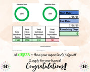 Iowa LISW, Clinical Hours Tracker, Supervision Log for Master Social Worker - MSW Student or MSW Graduation Gift