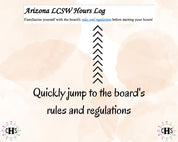 Arizona, LCSW Hours Tracker, Clinical Supervision Form for Master Social Worker - MSW Student or MSW Graduation Gift