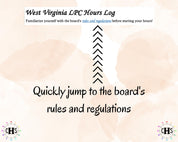 West Virginia LPC, Clinical Hours Tracker, Supervision Log for Provisional Licensed Professional Counselor - Counseling Graduation Gift