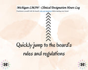 Michigan LMSW-C, Clinical Hours Tracker, Supervision Log for Master Social Worker - MSW Student or MSW Graduation Gift