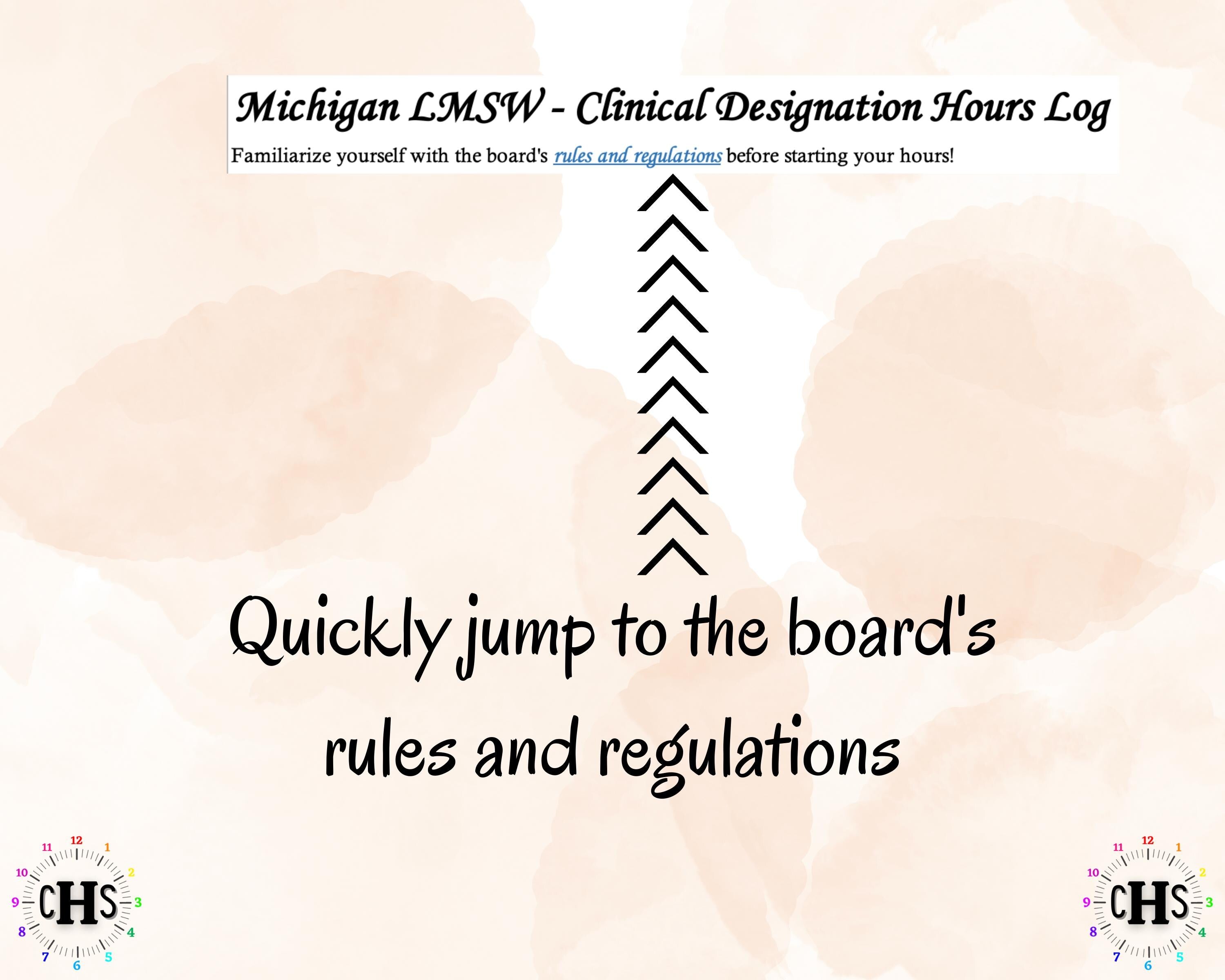 Michigan LMSW-C, Clinical Hours Tracker, Supervision Log for Master Social Worker - MSW Student or MSW Graduation Gift