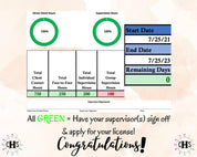 Alabama LMFT, Clinical Hours Tracker, Supervision Log for Marriage and Family Therapist Associate - Therapy Graduation Gift