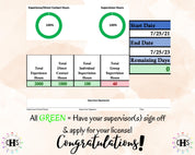 Washington LICSW, Clinical Hours Tracker, Supervision Log for Master Social Worker - MSW Student or MSW Graduation Gift