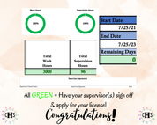 Alabama LICSW, Clinical Hours Tracker, Supervision Log for Master Social Worker - MSW Student or MSW Graduation Gift