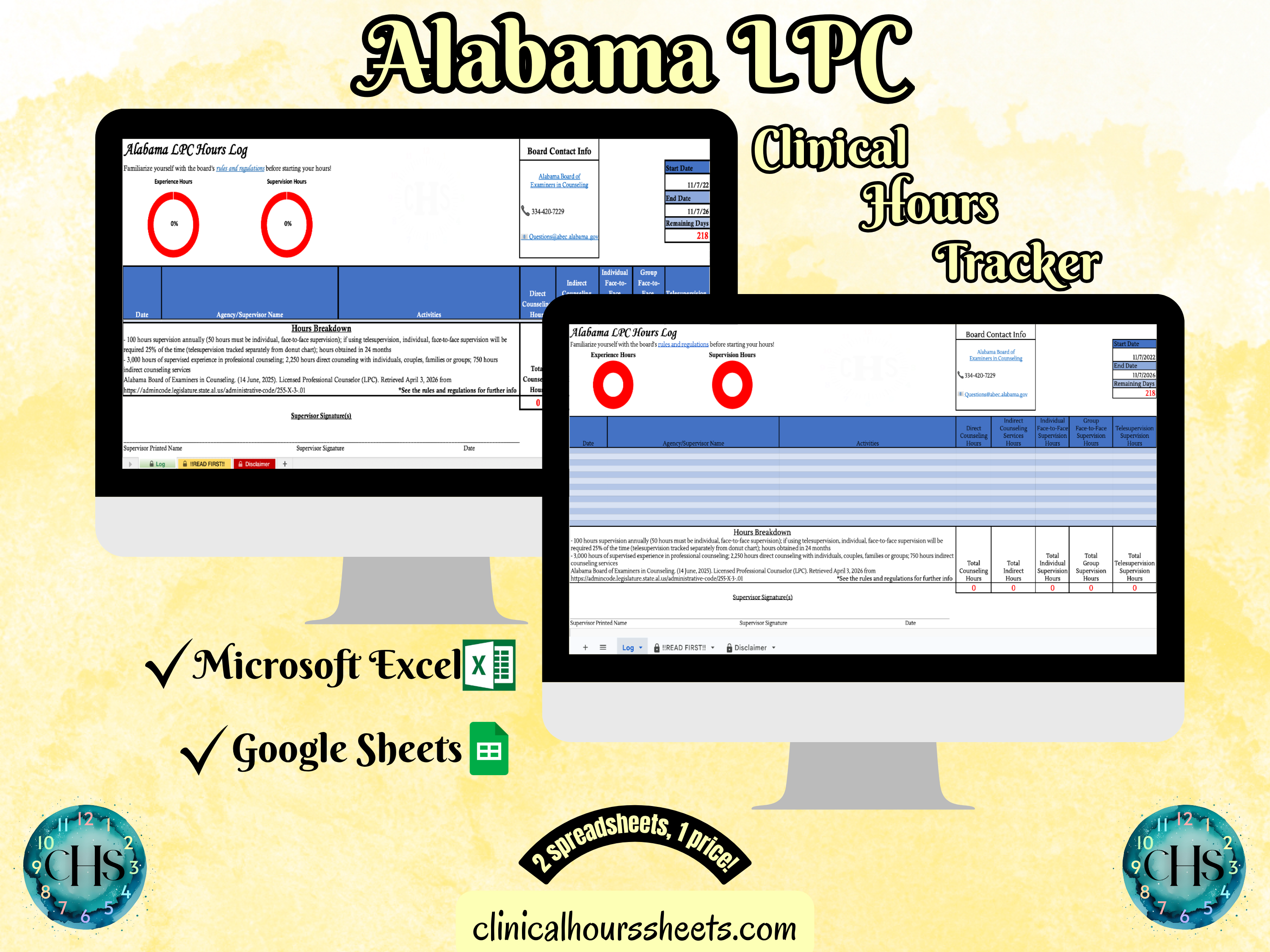 Alabama LPC, Clinical Hours Tracker, Supervision Log for Associate Licensed Counselor - Counseling Graduation Gift
