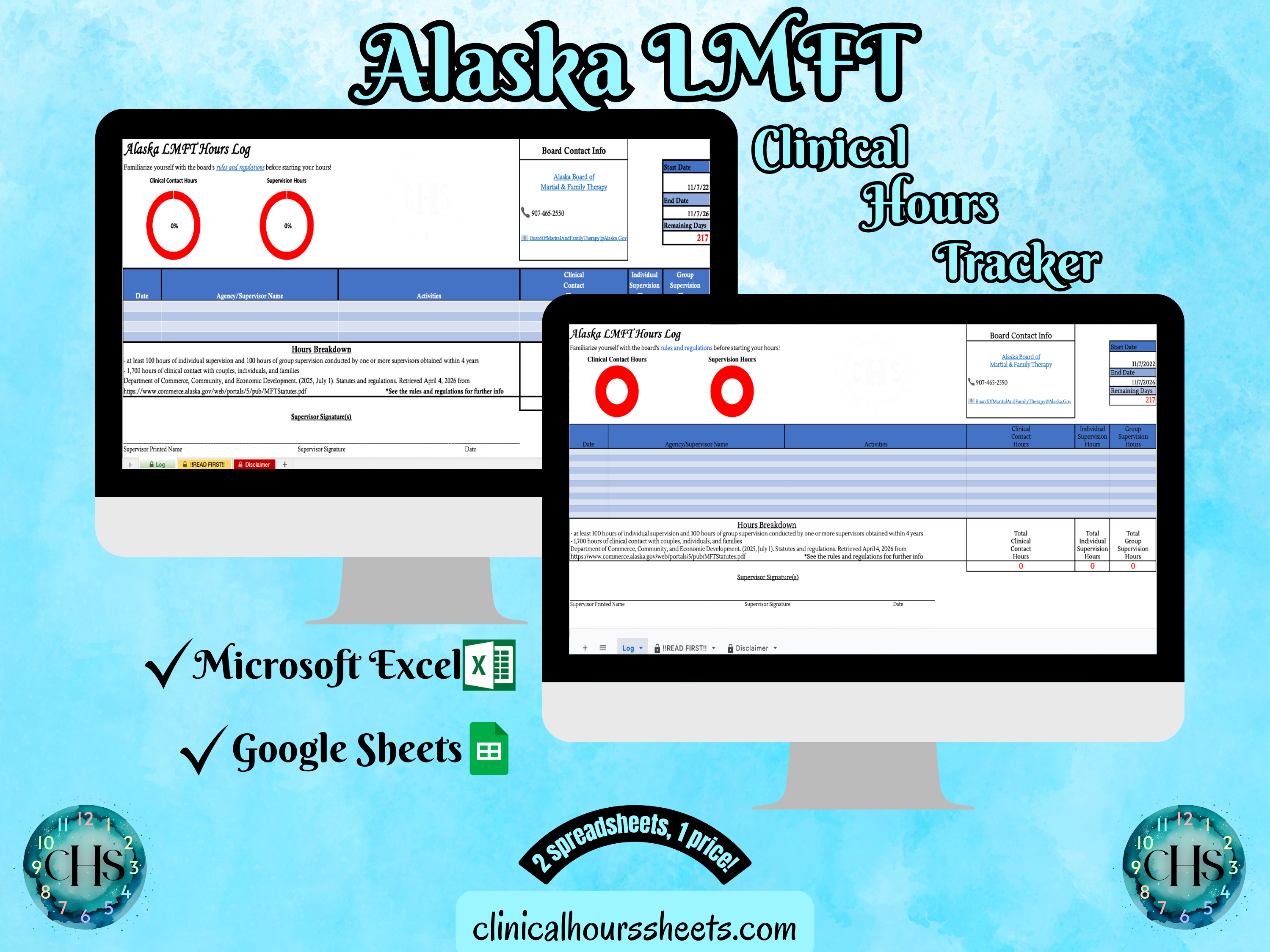 Alaska LMFT, Clinical Hours Tracker, Supervision Log for Licensed Marital Family Therapy Associate - Therapist Graduation Gift