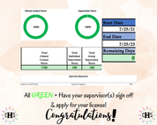Alaska LMFT, Clinical Hours Tracker, Supervision Log for Licensed Marital Family Therapy Associate - Therapist Graduation Gift