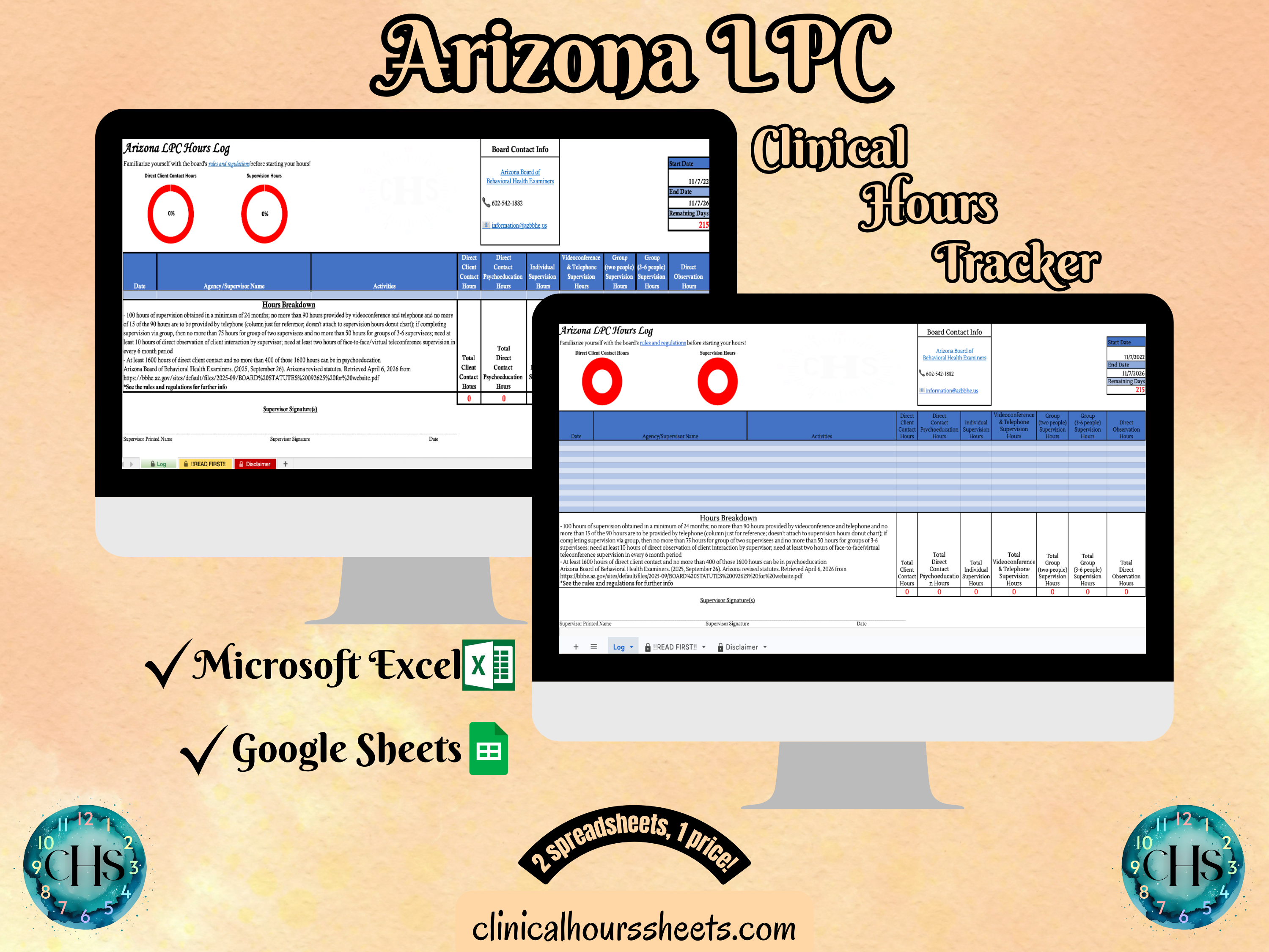 Arizona LPC, Clinical Hours Tracker, Supervision Log for Licensed Associate Counselor - Counseling Graduation Gift