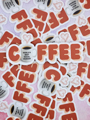 Several World's Best Social Worker Coffee Addict stickers displayed