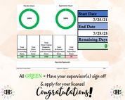 Colorado LMFT, Clinical Hours Tracker, Supervision Log for Marriage and Family Therapist Candidate - Therapy Graduation Gift
