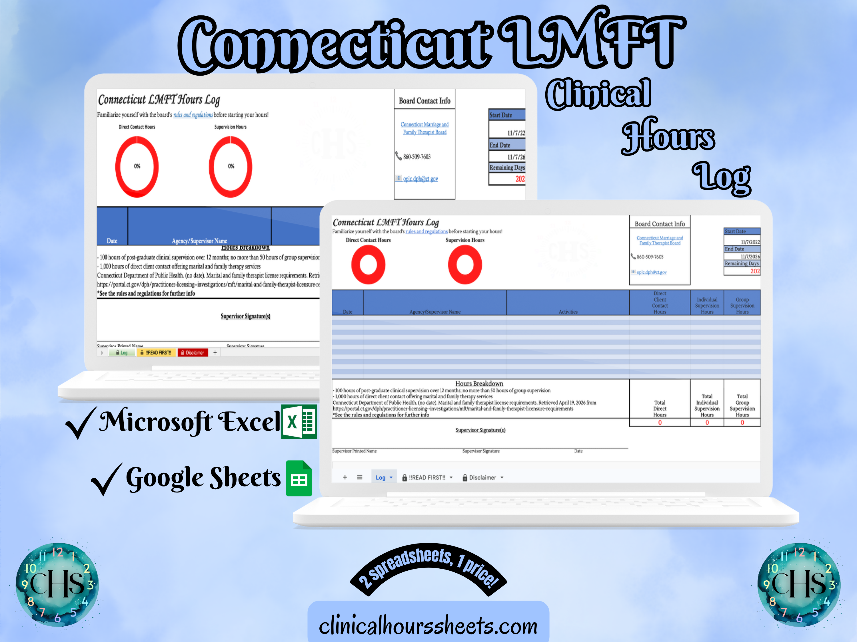 Connecticut LMFT, Clinical Hours Tracker, Supervision Log for Licensed Marital and Family Therapist Associate - Therapy Graduation Gift