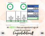 District of Columbia LPC, Clinical Hours Tracker, Supervision Log for Licensed Graduate Professional Counselor - Counseling Graduation Gift