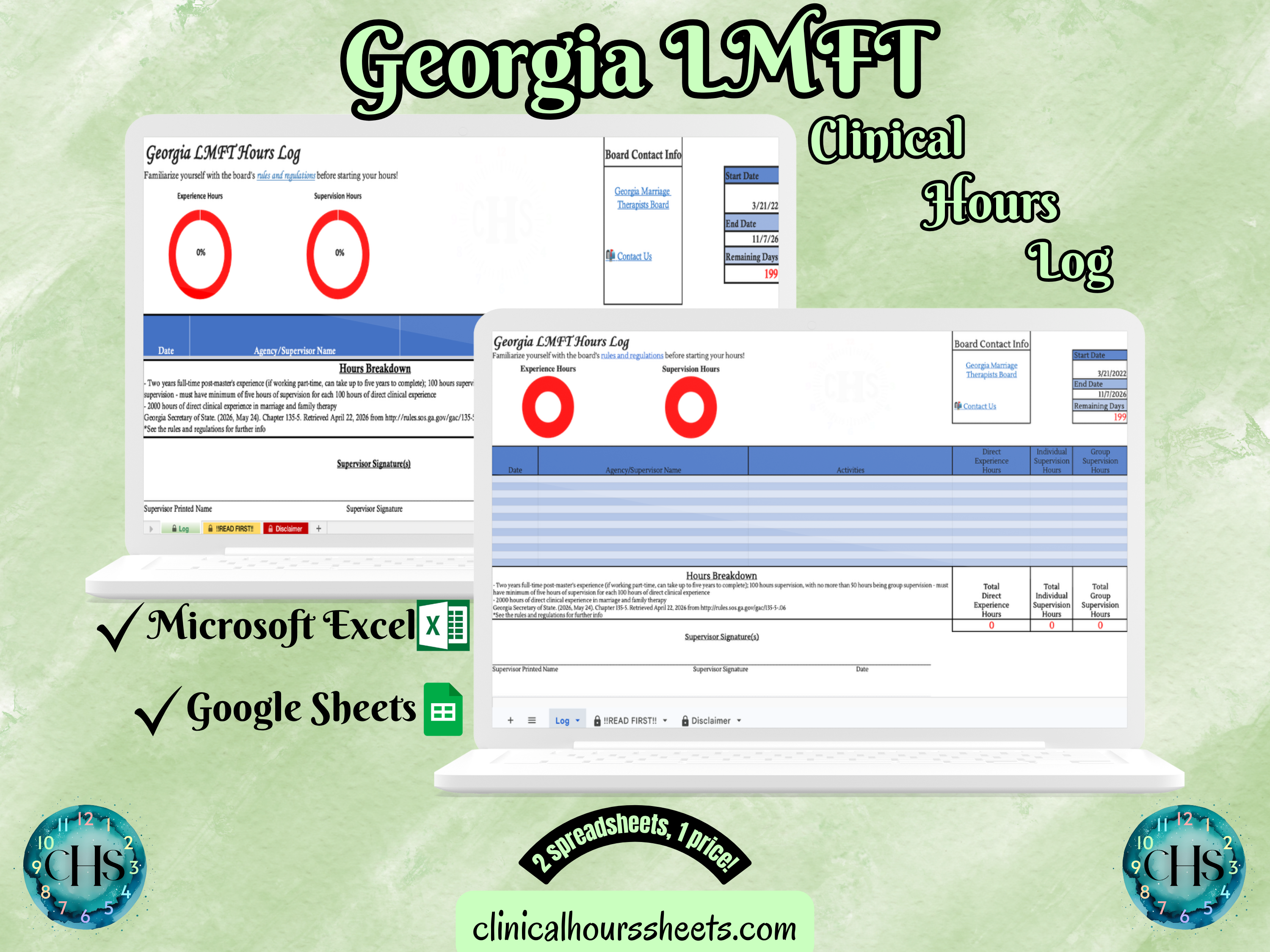 Georgia LMFT, Clinical Hours Tracker, Supervision Log for Associate Marriage and Family Therapist - Therapy Graduation Gift