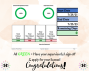 Hawaii, LCSW Hours Tracker, Clinical Supervision Form for Master Social Worker - MSW Student or MSW Graduation Gift