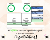 Hawaii LMFT, Clinical Hours Tracker, Supervision Log for Marriage and Family Therapy Intern - Therapist Graduation Gift