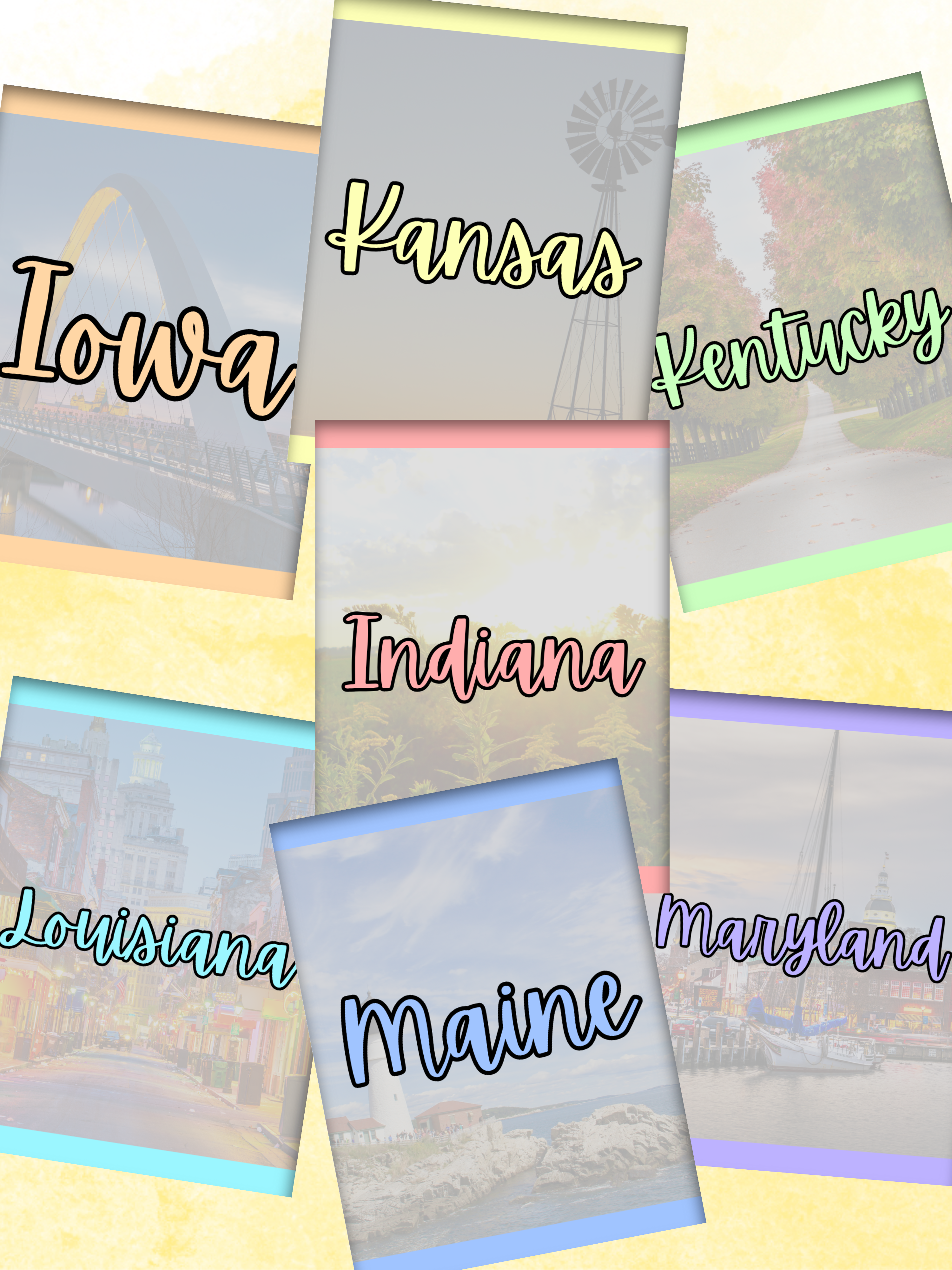 Graphics for Indiana, Iowa, Kansas, Kentucky, Louisiana, Maine, and Maryland clinical hours logs.