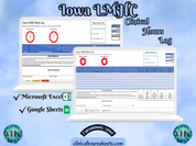 The image is a promotional graphic for a Iowa LMHC Clinical Hours Log, which is a software program used to track the hours worked by healthcare professionals. The graphic features a laptop displaying the Iowa LMHC Hours Log, along with a Microsoft Excel and a Google Sheets spreadsheet. The text on the image includes the words "Iowa LMHC", "Clinical Hours Log", "Microsoft Excel" and "Google Sheets" to describe the software and its purpose.