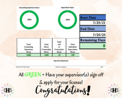 Kentucky LPCC, Clinical Hours Tracker, Supervision Log for Licensed Professional Counseling Associate - Counseling Graduation Gift