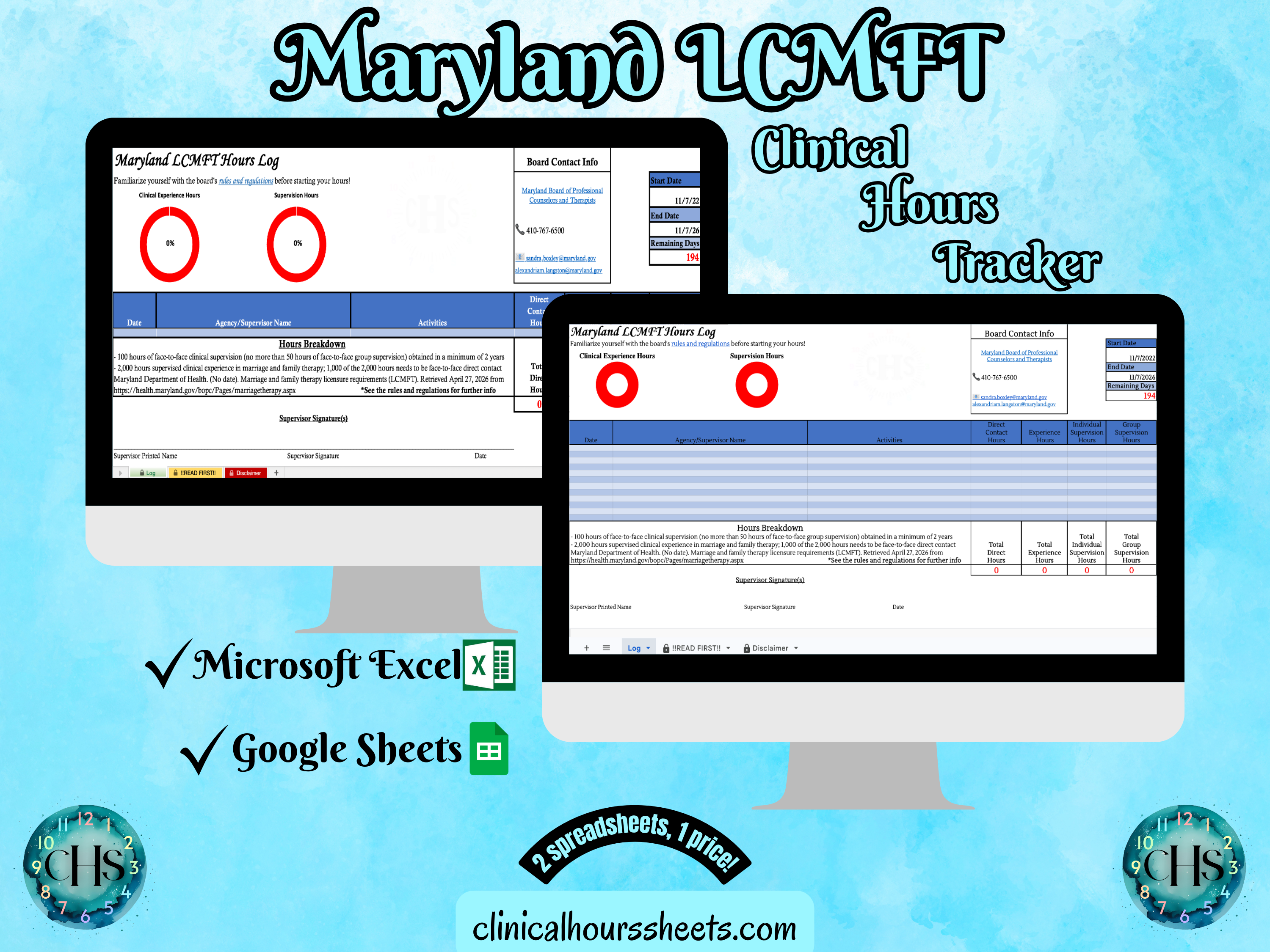 Maryland LCMFT, Clinical Hours Tracker, Supervision Log for Licensed Graduate Marriage and Family Therapist - Therapy Graduation Gift