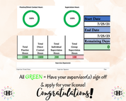 Minnesota LICSW, Clinical Hours Tracker, Supervision Log for Master Social Worker - MSW Student or MSW Graduation Gift