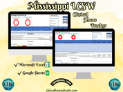 Mississippi, LCSW Hours Tracker, Clinical Supervision Log for Master Social Worker - MSW Student or MSW Graduation Gift