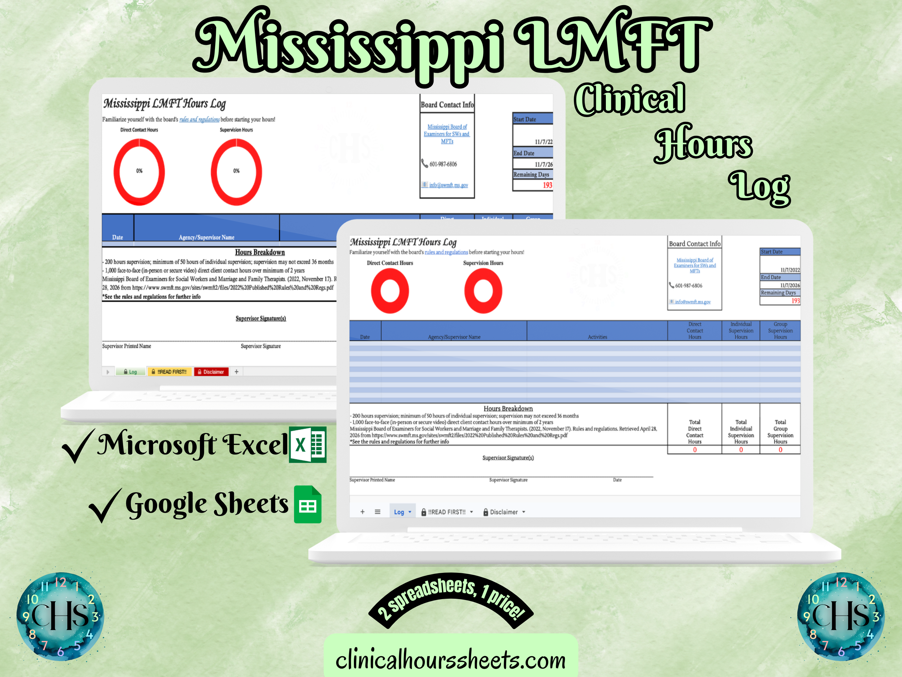 Mississippi LMFT, Clinical Hours Tracker, Supervision Log for Licensed Marriage and Family Therapy Associate - Therapist Graduation Gift
