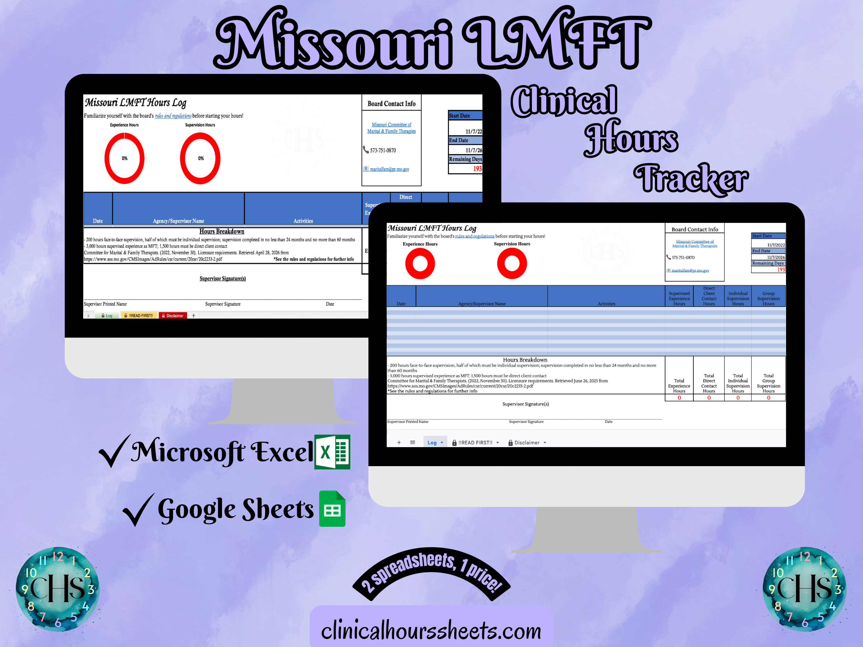 Missouri LMFT, Clinical Hours Tracker, Supervision Log for Provisional Licensed Marital and Family Therapist - Therapy Graduation Gift