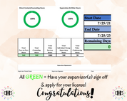 New Jersey, LCSW Hours Tracker, Clinical Supervision Log for Master Social Worker - MSW Student or MSW Graduation Gift