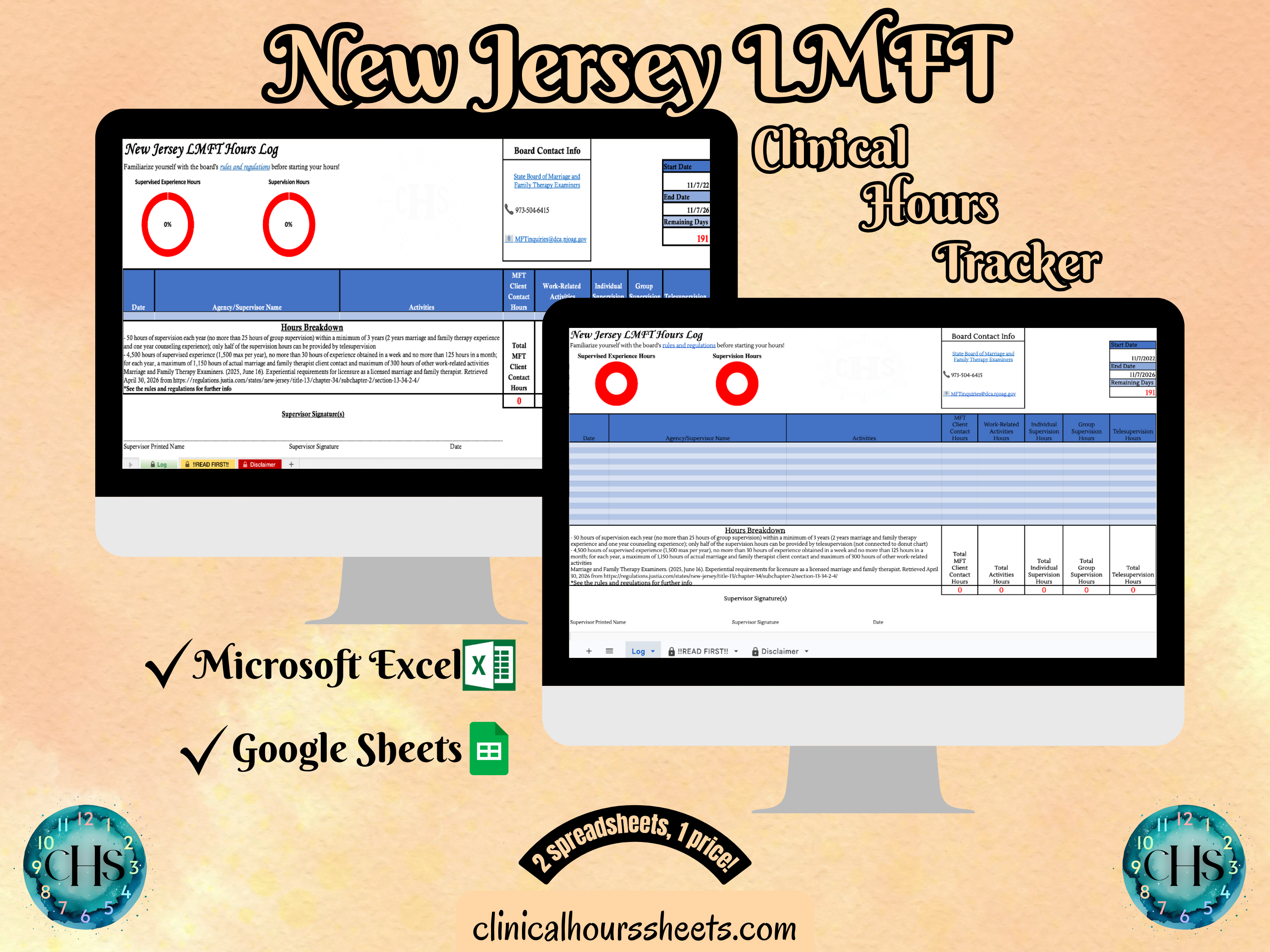 New Jersey LMFT, Clinical Hours Tracker, Supervision Log for Licensed Associate Marriage and Family Therapist - Therapy Graduation Gift