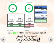 New Mexico, LCSW Hours Tracker, Clinical Supervision Log for Master Social Worker - MSW Student or MSW Graduation Gift