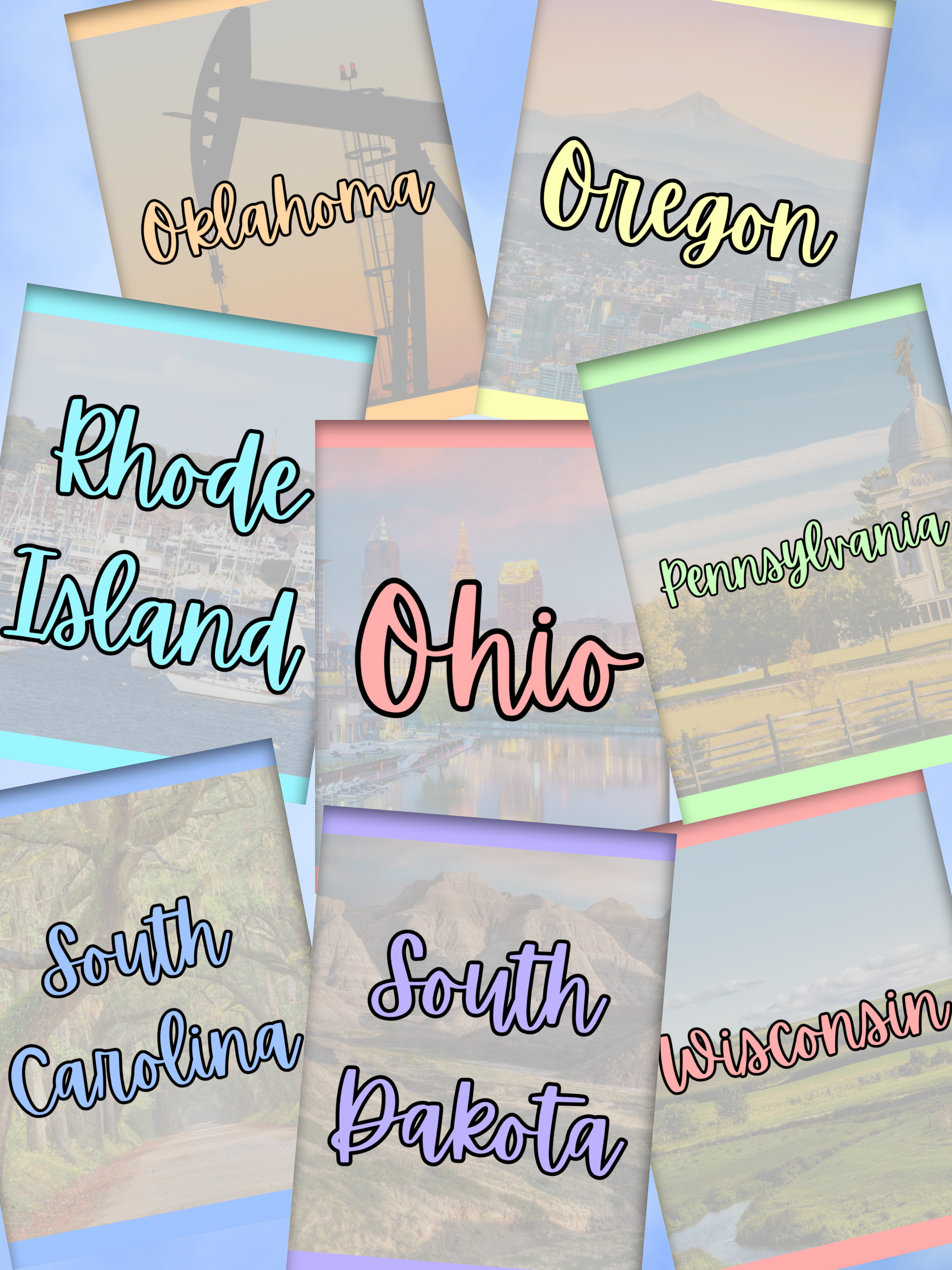 Graphics for Ohio, Oklahoma, Oregon, Rhode Island, Pennsylvania, South Carolina, South Dakota, and Wisconsin clinical hours logs.