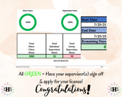 Oklahoma, LCSW Hours Tracker, Clinical Supervision Log for Master Social Worker - MSW Student or MSW Graduation Gift
