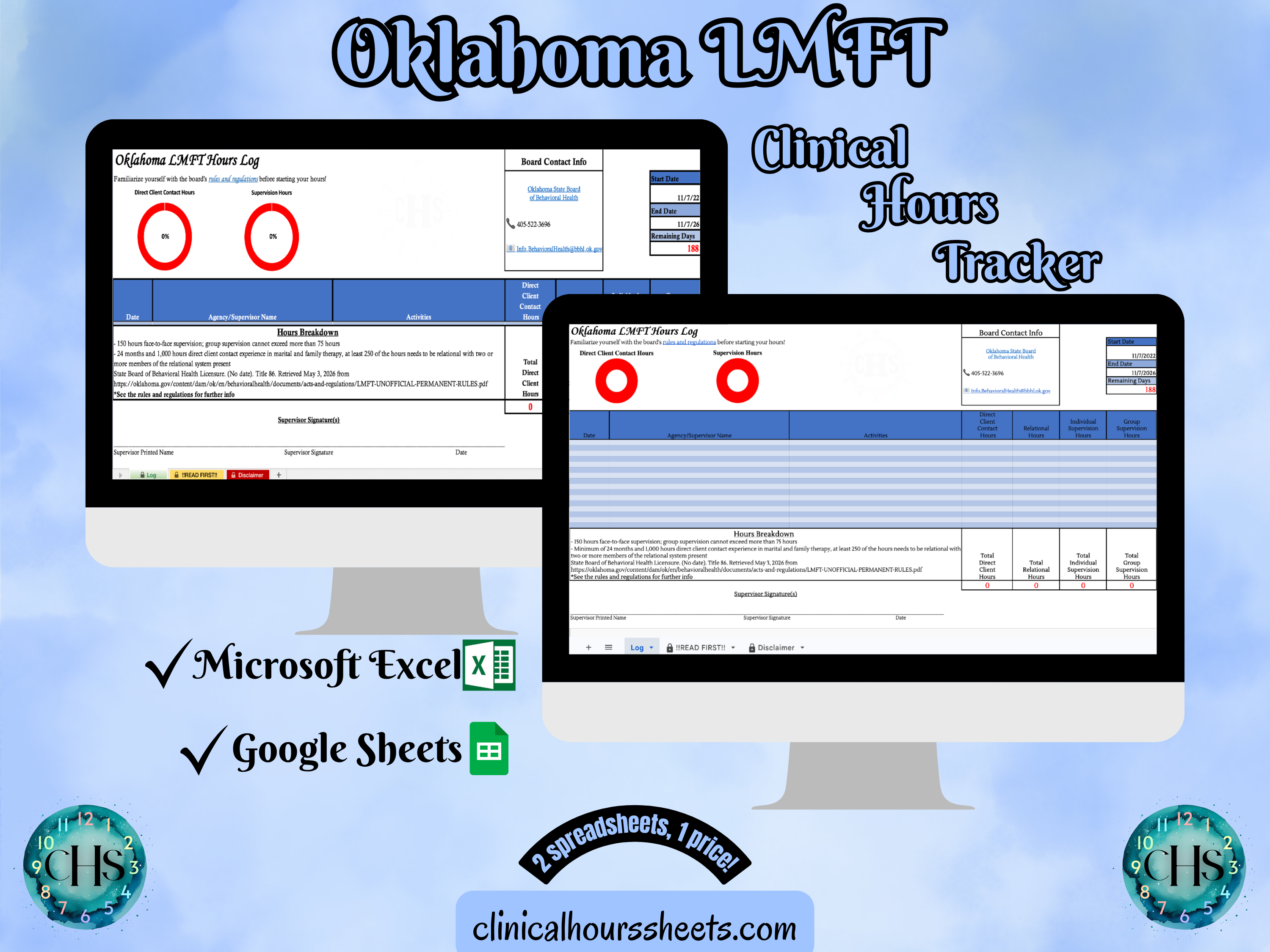 Oklahoma LMFT, Clinical Hours Tracker, Supervision Log for Licensed Marital and Family Therapist Candidate - Therapy Graduation Gift