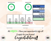 Oregon, LCSW Hours Tracker, Clinical Supervision Log for Master Social Worker - MSW Student or MSW Graduation Gift