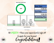 Oregon LPC, Clinical Hours Tracker, Supervision Log for Licensed Professional Counselor Registered Intern - Counseling Graduation Gift