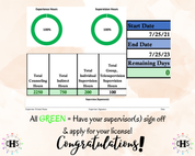 Pennsylvania LPC, Clinical Hours Tracker, Supervision Log for Provisional Licensed Professional Counselor - Counseling Graduation Gift