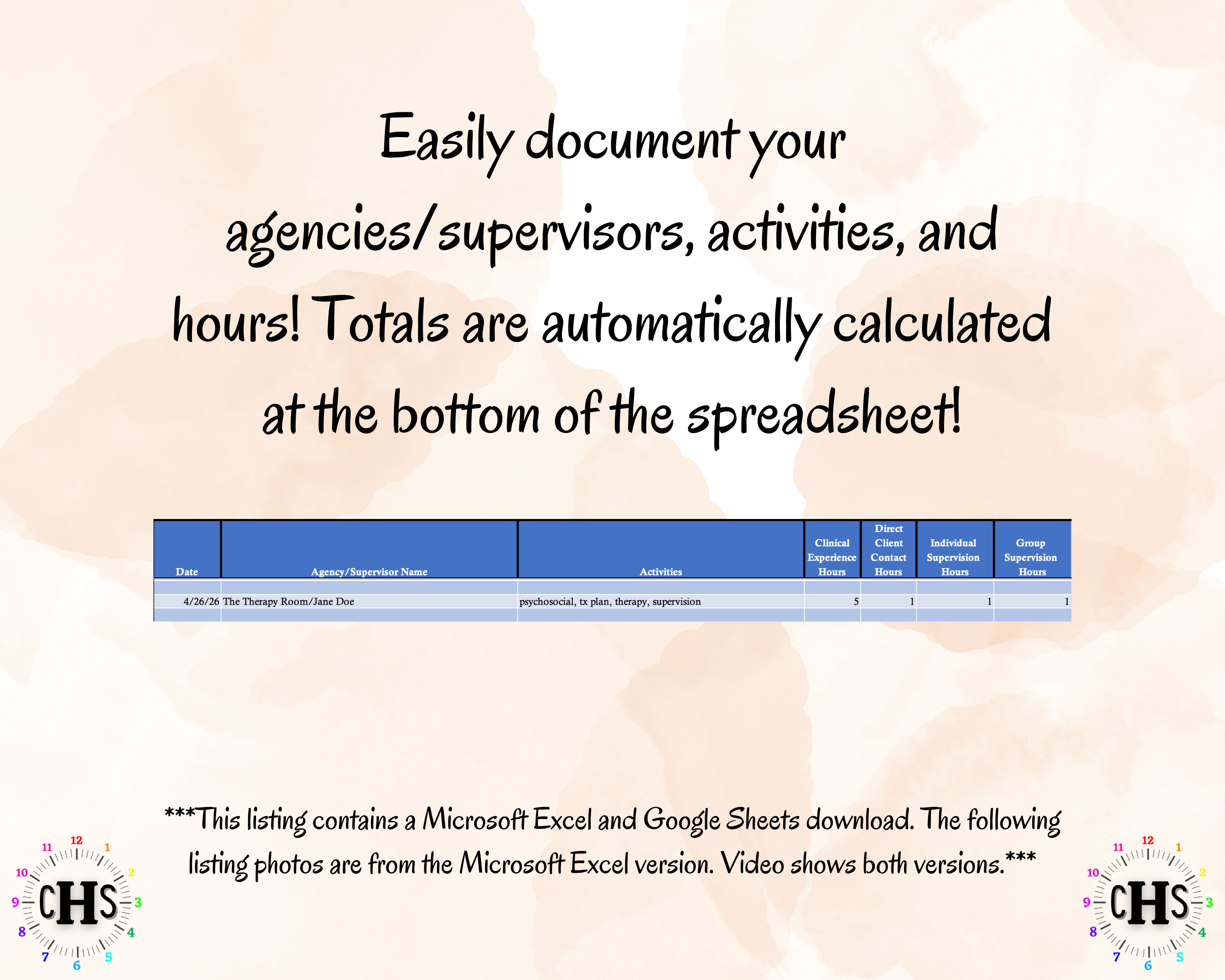 Iowa LISW, Clinical Hours Tracker, Supervision Log for Master Social Worker - MSW Student or MSW Graduation Gift