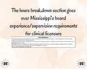 Mississippi LPC, Clinical Hours Tracker, Supervision Log for Provisional Licensed Professional Counselor - Counseling Graduation Gift