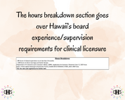 Hawaii LMFT, Clinical Hours Tracker, Supervision Log for Marriage and Family Therapy Intern - Therapist Graduation Gift
