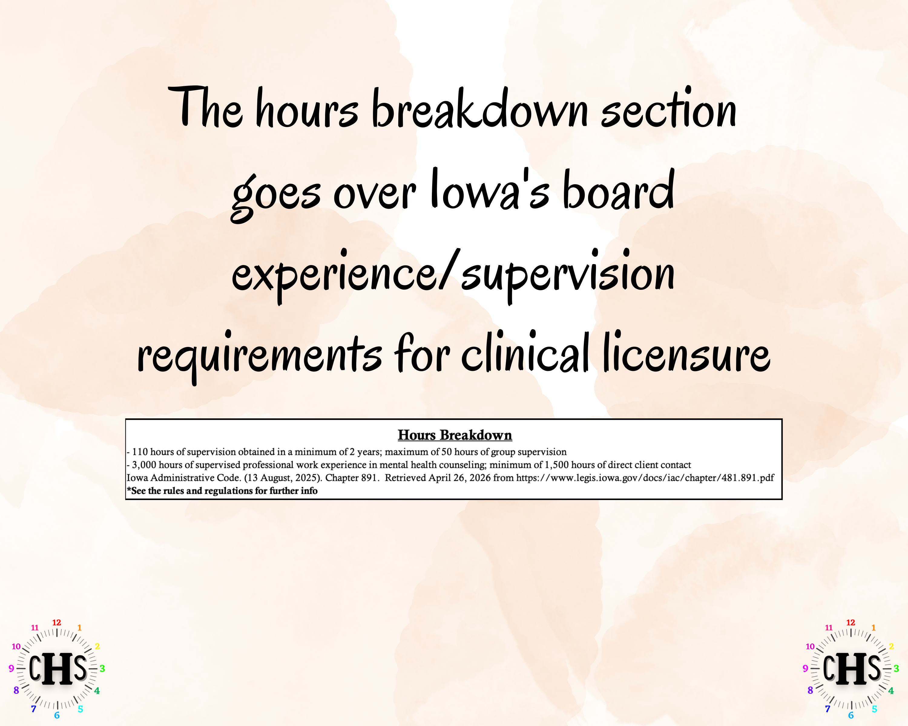 Iowa LMHC, Clinical Hours Tracker, Supervision Log for Temporary Licensed Mental Health Counselor - Counseling Graduation Gift