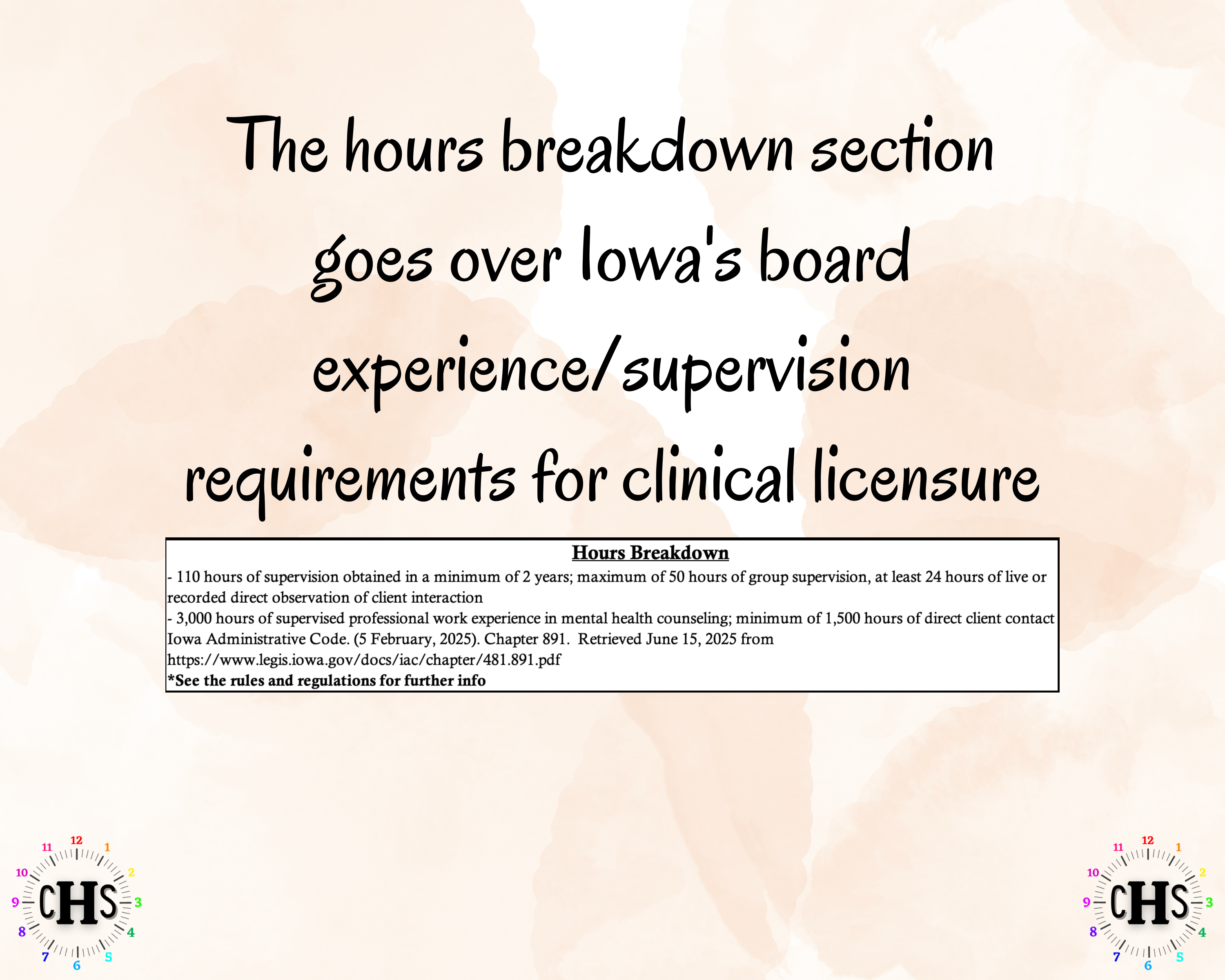 Iowa LMHC, Clinical Hours Tracker, Supervision Log for Temporary Licensed Mental Health Counselor - Counseling Graduation Gift