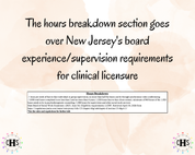 New Jersey, LCSW Hours Tracker, Clinical Supervision Log for Master Social Worker - MSW Student or MSW Graduation Gift