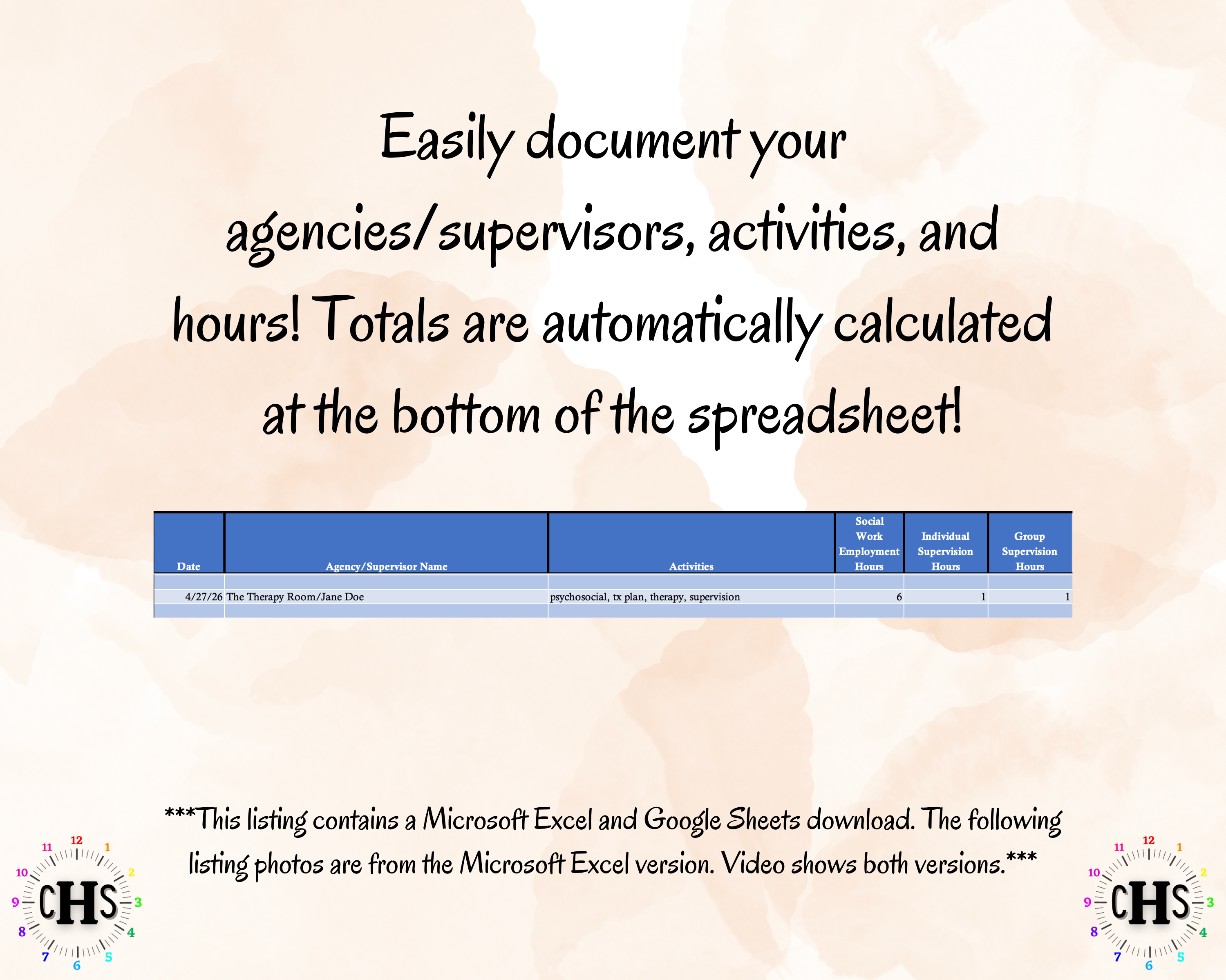 Maine, LCSW Hours Tracker, Clinical Supervision Form for Master Social Worker - MSW Student or MSW Graduation Gift