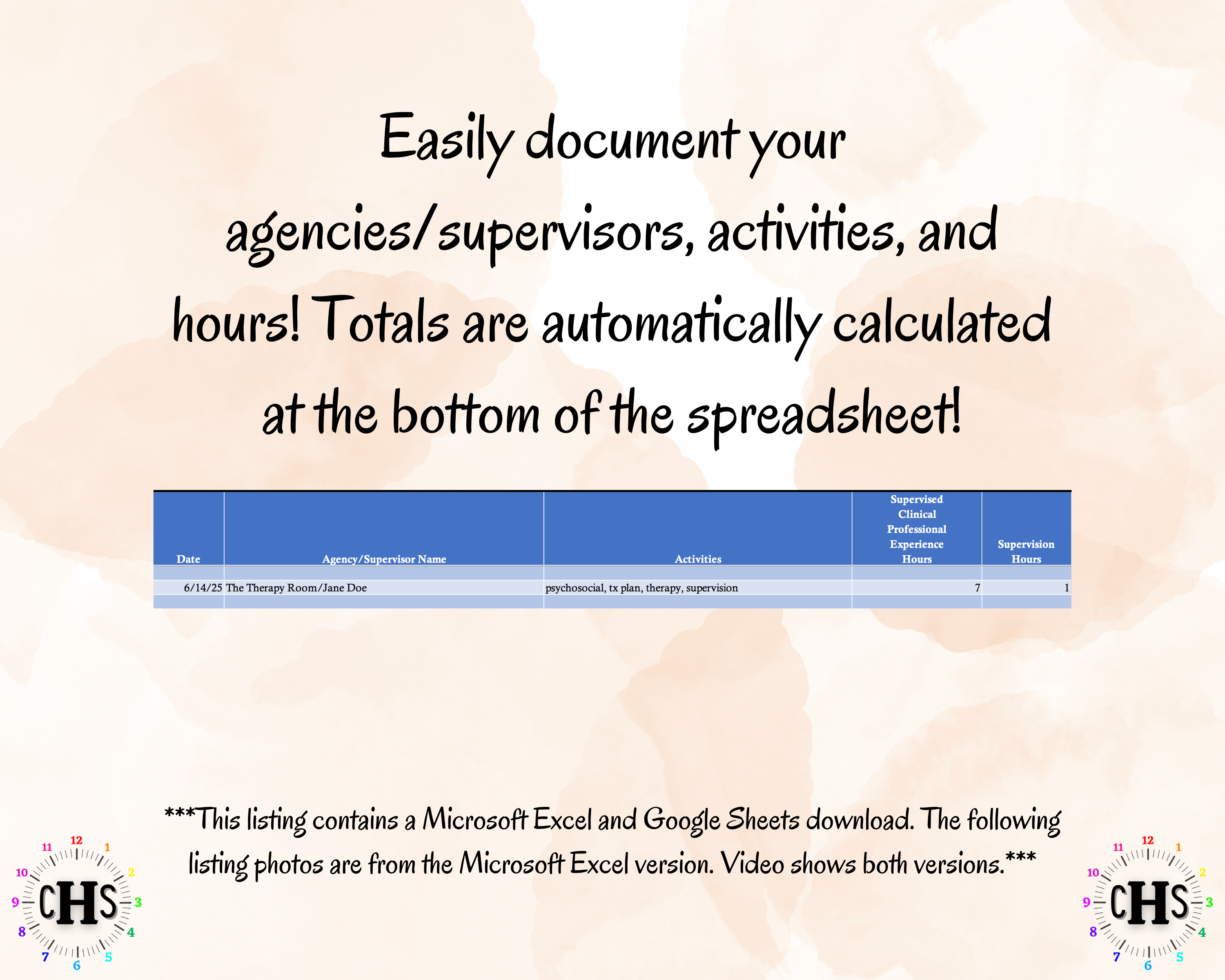 Illinois, LCSW Hours Tracker, Clinical Supervision Form for Master Social Worker - MSW Student or MSW Graduation Gift