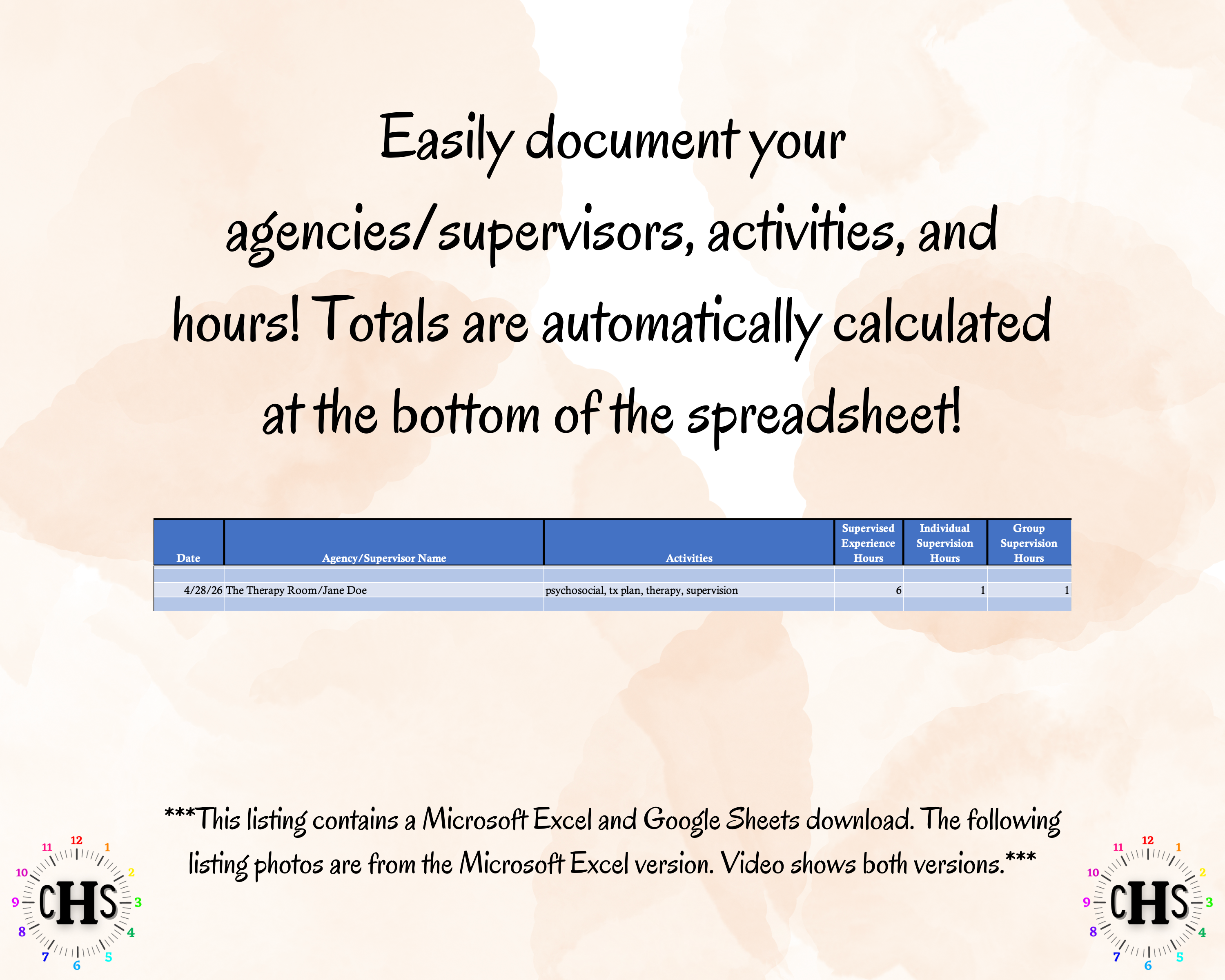 Missouri, LCSW Hours Tracker, Clinical Supervision Log for Master Social Worker - MSW Student or MSW Graduation Gift